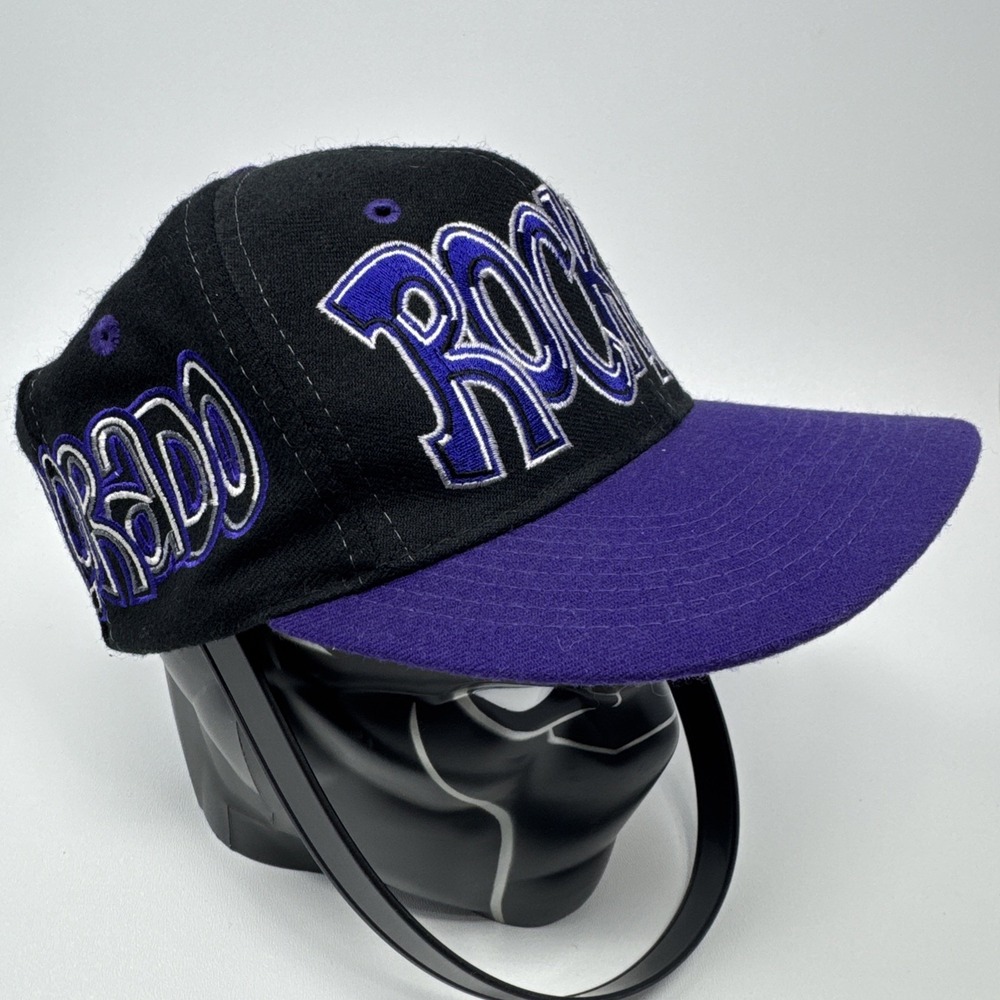 Vtg Colorado Rockies Spells Graffiti Script Snapback Hat Cap 90s